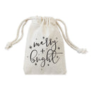 Merry and Bright Cotton Canvas Christmas Holiday Favor Bags, 6-Pack