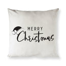 Merry Christmas Cotton Canvas Holiday Pillow Cover