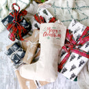 Modern Merry Christmas Cotton Canvas Stocking