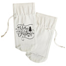 Merry Christmas Cotton Canvas Wine Bag