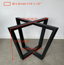 Simple Metal Table Base/Legs Matte Black (H)28" (D)39" (W)39" showing dimensions