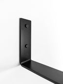 Thick Mahogany Shelf with Black Steel J Brackets