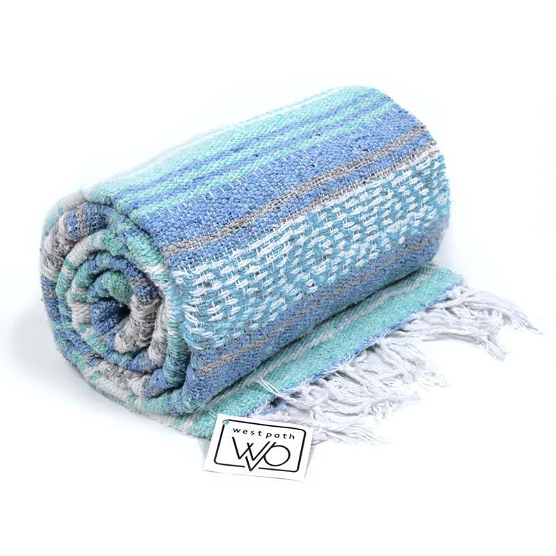 Mint Blue Ocean Mexican Falsa Yoga Blanket