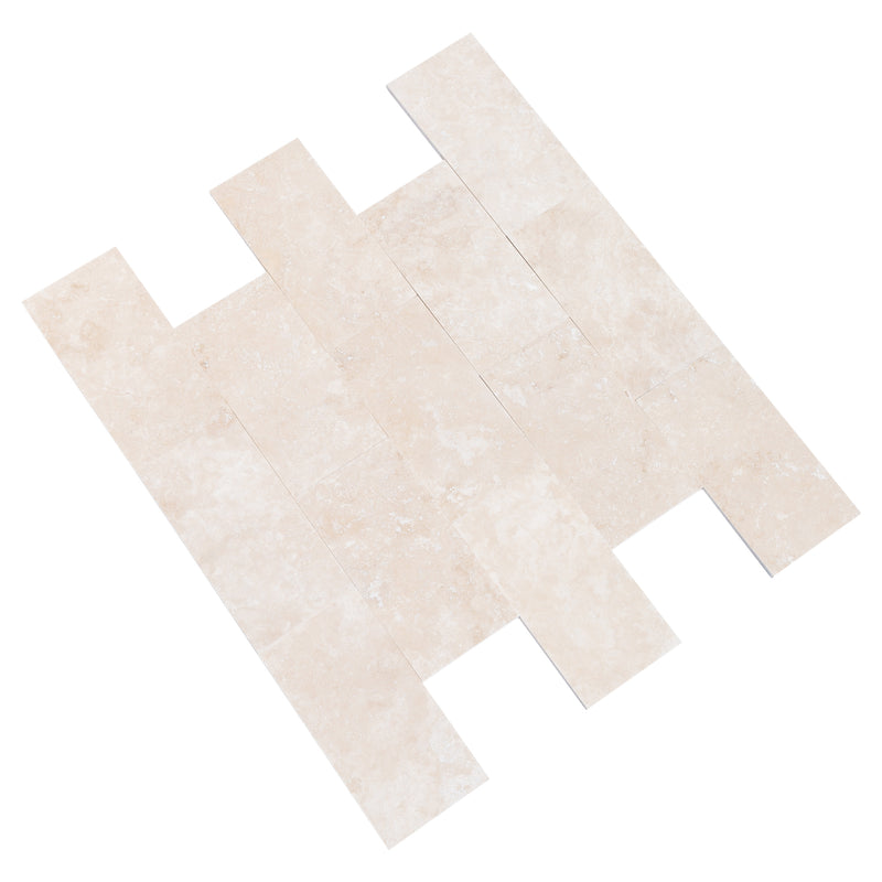 Miletos ivory travertine 12x24 honed filled multiple angle view