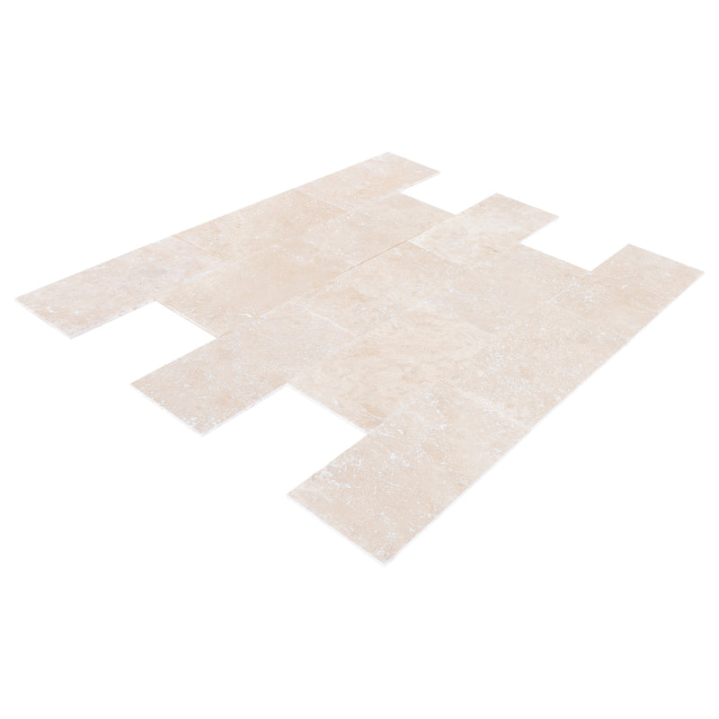 Miletos ivory travertine 12x24 honed filled multiple angle view
