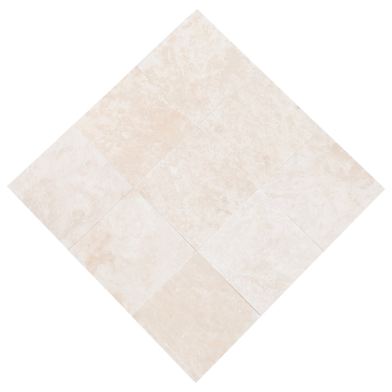 Miletos ivory travertine 24x24 honed filled multiple angle view