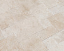 Miletos Ivory Travertine Pattern Tumbled Pavers - Full Truckload angle close-up view