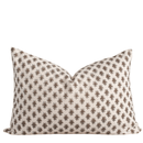 Cora Floral Block Printed Pillow Cover | Brown | Lumbar