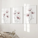 Floral Minimalist Art Posters. 3 Piece Wall Decor