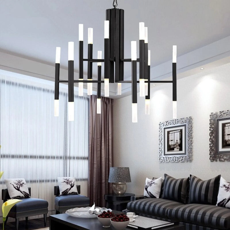 Zelbio | Gold/Black Postmodern LED Chandelier for Living Room