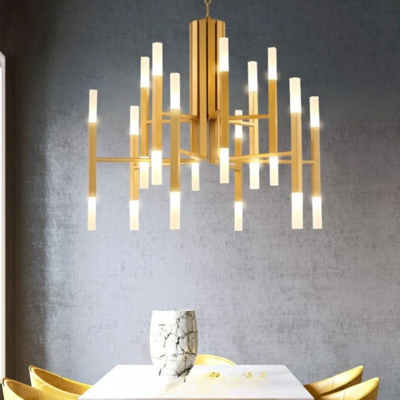 Zelbio | Gold/Black Postmodern LED Chandelier for Living Room