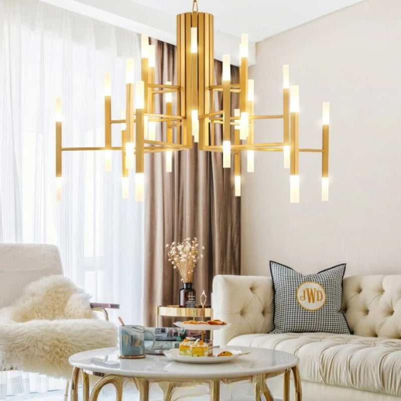 Zelbio | Gold/Black Postmodern LED Chandelier for Living Room