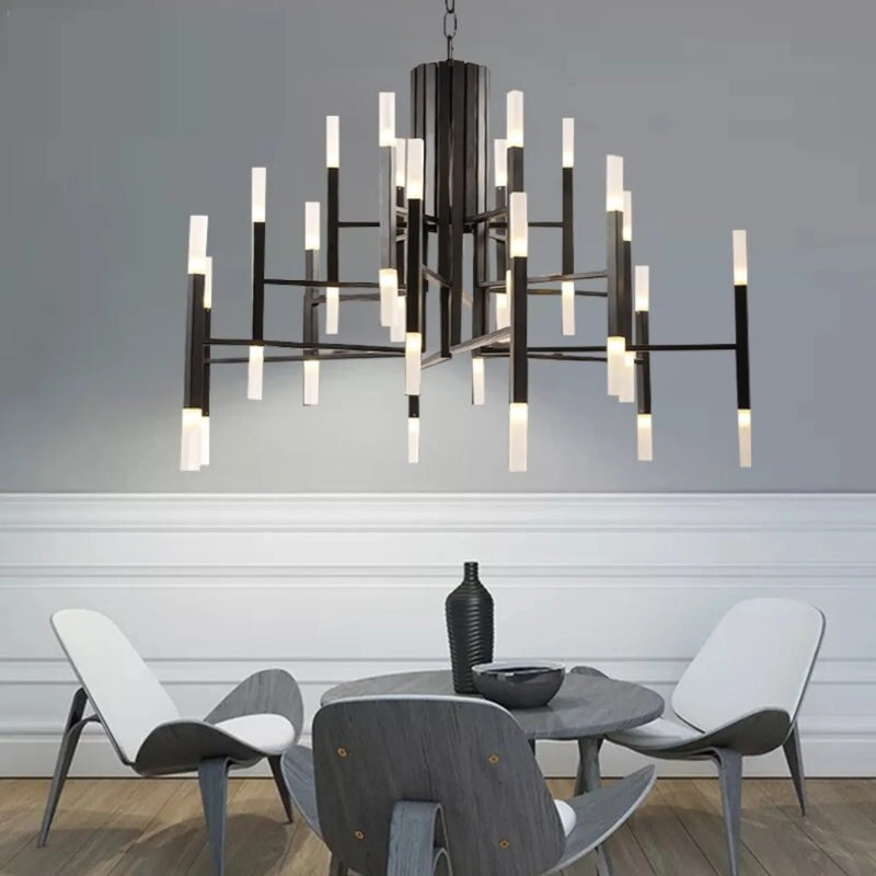 Zelbio | Gold/Black Postmodern LED Chandelier for Living Room