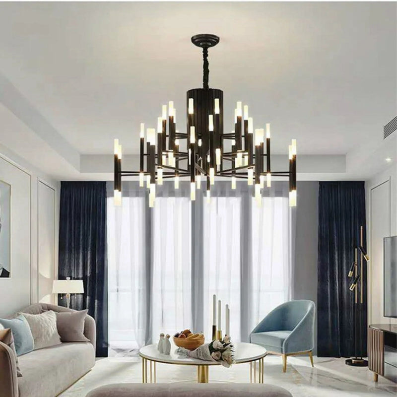 Zelbio | Gold/Black Postmodern LED Chandelier for Living Room