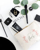 Floral Miss to Mrs. Cotton Canvas Cosmetic Bag