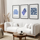 Navy Blue Henri Matisse Cut Outs. Set of 3 Prints