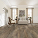 SPC Vinyl Rigid Core 7" Width 60" RL, 8mm Thick, 2mm IXPE Monroe Steel, Galea Floors - Mazzia Collection living room view
