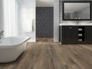 SPC Vinyl Rigid Core 7" Width 60" RL, 8mm Thick, 2mm IXPE Monroe Steel, Galea Floors - Mazzia Collection bath view