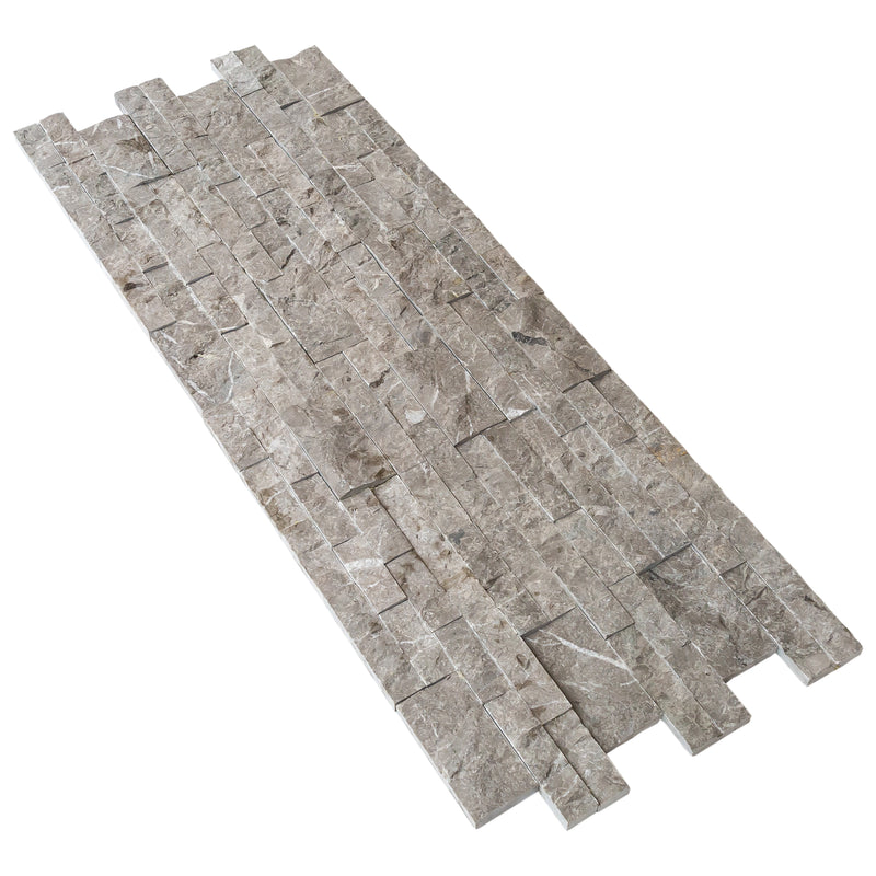 Moon Gray Ledger 3D Panel 6x24 Split-face Natural Marble Wall Tile multiple angle view