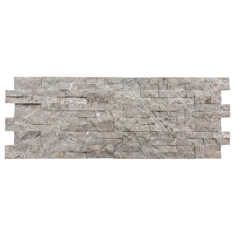 Moon Gray Ledger 3D Panel 6x24 Split-face Natural Marble Wall Tile multiple top view