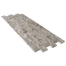 Moon Grey Ledger 3D Panel 6"x24" Natural Marble Wall Tile - Full Truckload   split-face angle view