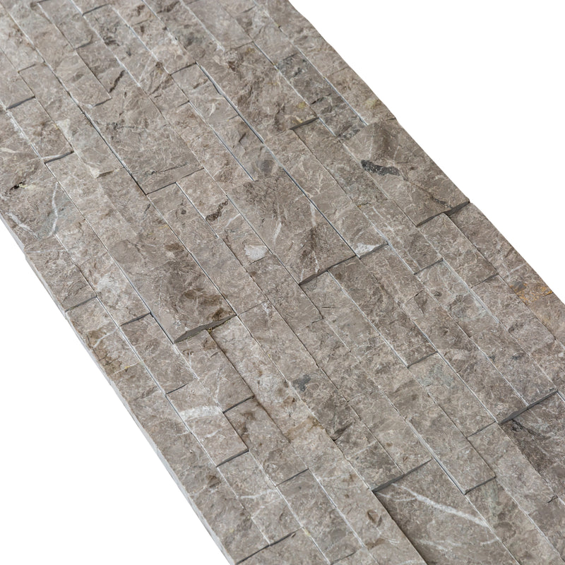 Moon Gray Ledger 3D Panel 6x24 Split-face Natural Marble Wall Tile single angle view