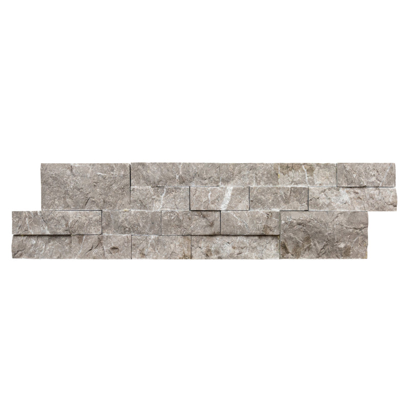 Moon Gray Ledger 3D Panel 6x24 Split-face Natural Marble Wall Tile single top view