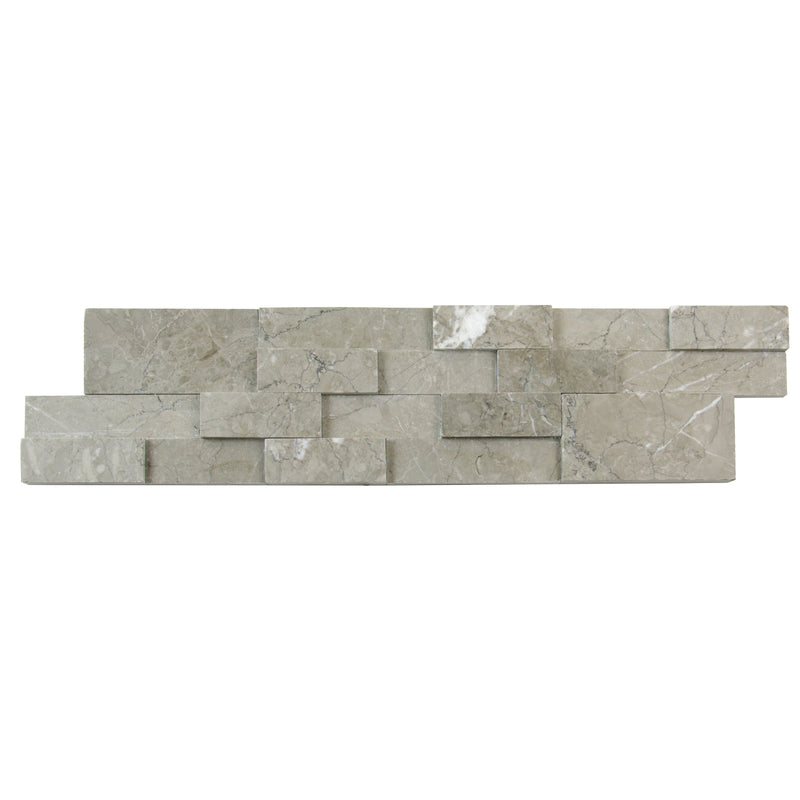 Moon Grey Ledger 3D Panel 6"x24" Natural Marble Wall Tile - Full Truckload   honed top view