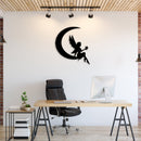 Fairy Moon Metal Wall Art – Mystical Fantasy Celestial Nature Home Decor