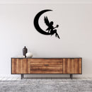 Fairy Moon Metal Wall Art – Mystical Fantasy Celestial Nature Home Decor