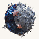 Moon, Stars and Sun 3-D Metal Wall Art Sculpture with Copper Stars 11", 17" or 26"