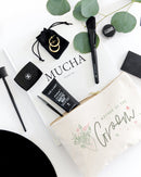 Floral Mother of the Groom Cotton Canvas Cosmetic Bag