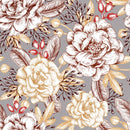 Grey Large Floral Wallpaper