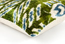 Handmade 16x16 Velvet Throw Pillow – Green, Blue, and White Ikat Pattern with Down Insert for Boho-Chic Deco