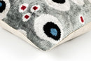 Handmade 16x16 Velvet Throw Pillow – Gray, Blue, Black, and Red Geometric Pattern with Down Insert for Modern Decor