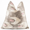 Handmade 16x16 Velvet Throw Pillow – Beige, Pink, Gray Tones with Down Insert for Modern Boho Decor