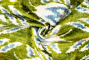 Handmade 16x16 Velvet Throw Pillow – Green, Blue, and White Ikat Pattern with Down Insert for Boho-Chic Deco