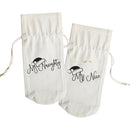 Mr. Naughty and Mrs. Nice Christmas Cotton Canvas Wine Bag, 2-pack