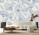 Dark Blue Flowers Wallpaper