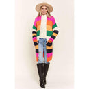 Multi Color Stripe Cardigan with Pockets | Open Front Long Knit Sweater [Sizes SM-L]