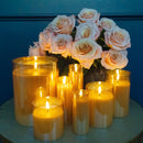 Amber Flameless LED Hurricane Glass Candle – Warm Glow, Battery-Operated, Safe Home Décor Lighting