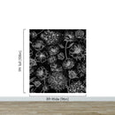 Black Floral Background, Black and White Flower Wallpaper Mural.