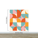 Geometric Shapes Contemporary Wall Mural. Pastel Color Orange, Pink, Blue, White.