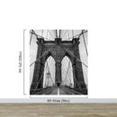 Black and White Brooklyn Bridge Wallpaper Mural. New York City Theme Decor.
