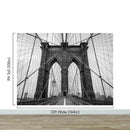 Black and White Brooklyn Bridge Wallpaper Mural. New York City Theme Decor.