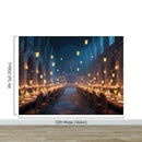 Floating Candles Great Hall Wallpaper Mural. Wizardly Dining Room Ambiance Wall Art.