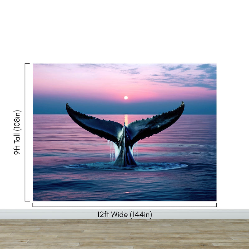 Whale Tail Wall Mural. Ocean Wallpaper.