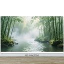 Foggy Bamboo Forest River Wallpaper Mural.