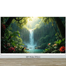 Tropical Rainforest Waterfall Wallpaper Wall Mural.