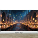 Floating Candles Great Hall Wallpaper Mural. Wizardly Dining Room Ambiance Wall Art.
